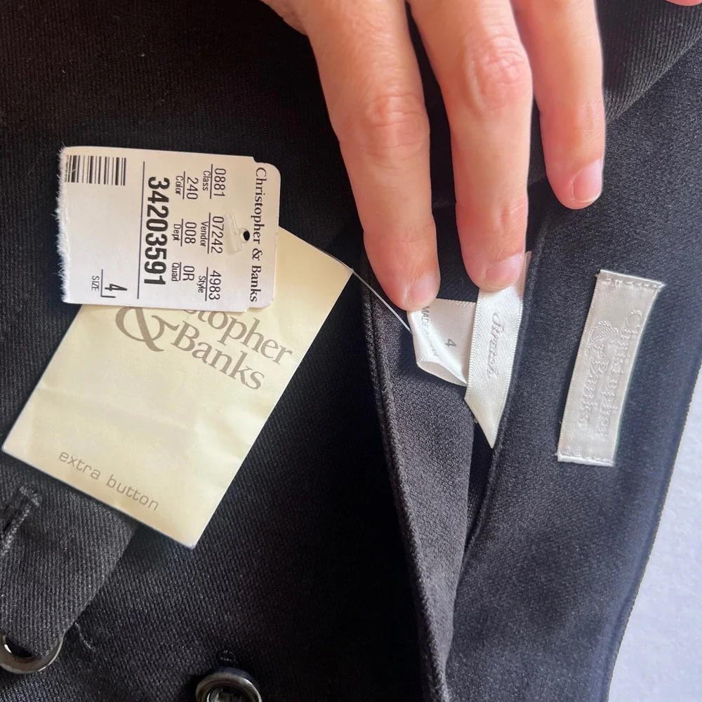 Christopher & Banks Black Moleskin Faux Wrap Midi Skirt Button Detail 4 New